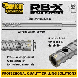 SabreCut Professional 16mm x 300mm Rebar Cutter Fixed SDS Carbide Drill Bit Shank