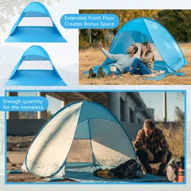 Chapou 6 Pack Beach Tents for 3-4 Person, Portable Pop Up Sun Shelter with UPF 50+ UV Protection, Water Resistant Beach Shade Canopy with Carry Bag and Stakes for Family Picnic, Camping, Outdoor Use