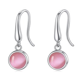 Pink Opal Earrings 925 Sterling Silver Pink Opal Threader Earrings Pull Through Pink Opal Dangle Earrings Jewelry for Women Teen