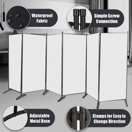 Room Divider-6 Panels White Folding Privacy Screens, 6 ft Partition Room Dividers Wall for Separation, Home, Office, Classroom, Studio