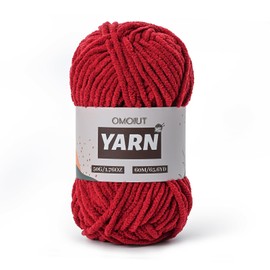 Plush Chenille Chunky Crochet Yarn - Baby Yarn for Crocheting Soft - Velvet Yarns Knitting for Blankets Crafts - Fluffy Amigurumi Yarns 50g / 65.6yd (Burgundy