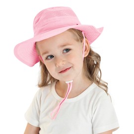 LYING Safari Hat, Kids, UV Protection, Children's Hat, Boys, Girls, Summer, Wide Brim Hat, Outdoor, Sun Visor for Kids, UV Protection, Sun Protection, Breathable, Includes Chin Strap, Kids Hat, Cap,