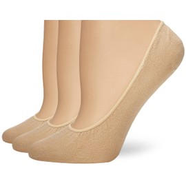 HUE womens Hue Women's Ergonomic Hidden Cotton (Pack of 3) Liner Sock, Cream, Small-Medium US