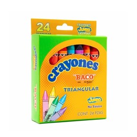 Baco | Crayones Jumbo Triangular - Caja con 24 Piezas, No Tóxico