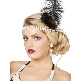 Bead Charleston Headband with Feather