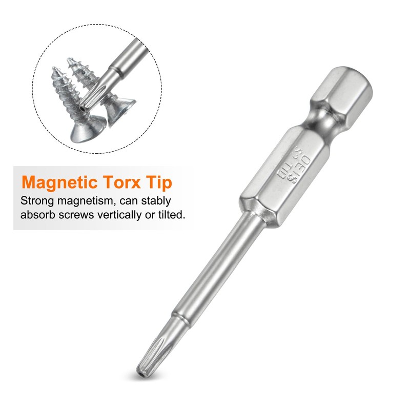 sourcing map 2pcs T10 Security Torx Bit 1/4" Hex Shank