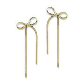 Agriajun Gold Bow Dangle Drop Tassel Earrings for Women Statement Elegant Long Chain Dangly Ribbon Fringe Waterfall Dangling Wedding Prom Fashion Jewelry Gift