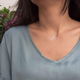 WANDA PLATA Bicycle Chain for Women, Young Girls, 925 Silver, Bike Chain Pendant Jewellery, Sterling Silver