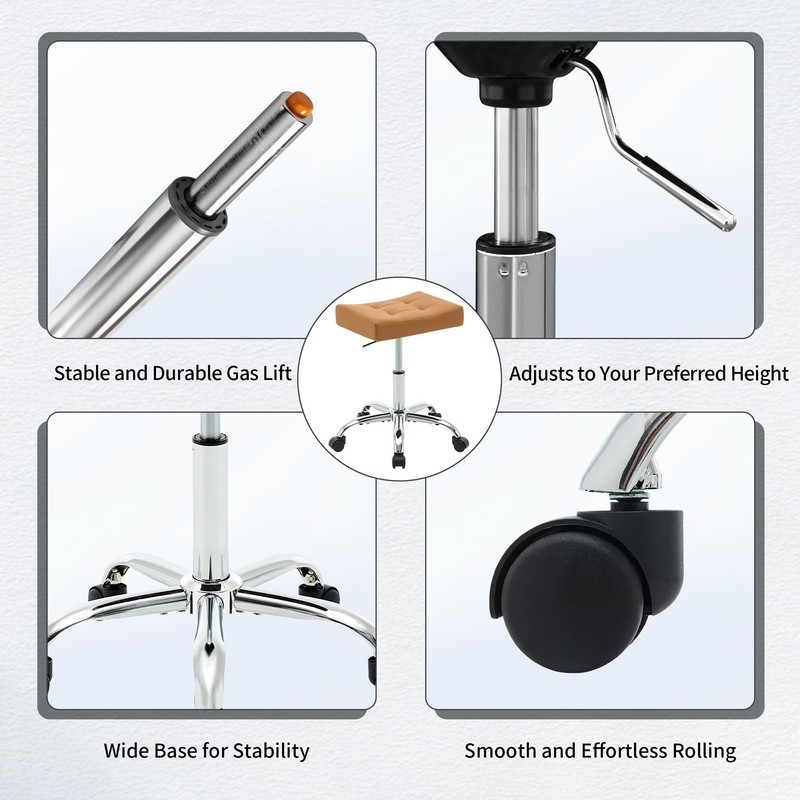 FIRAVOE Office Stool with Wheels (300lbs Capacity) (Adjustable Height 17"-21")