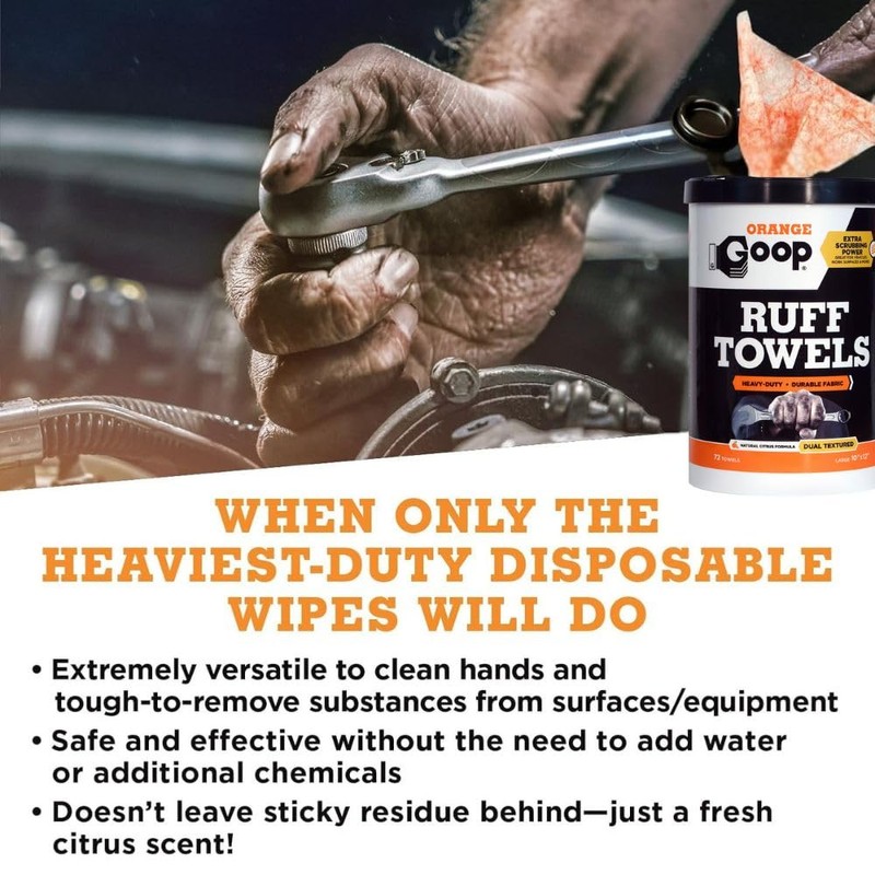 GOOP Orange Heavy Duty Ruff Towels with Scrubbing Power, 10”