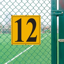i-CowFun Premium Aluminum Number Signs 12, Metal 12" X 12" Yellow Numbered Signs Outdoor for Parking Lots, Floor, Dock, Court, Aisle, Field, High Visibility, No Fade, Weather-resistant
