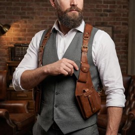 Premium Leather Adjustable Underarm Shoulder Bag for Men & Women, 2026 New Leather Adjustable Unisex Holster Under Arm Bags