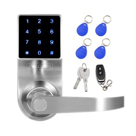 Electronic Keyless Door Lock, Keyless Entry with Touchscreen, Key Fobs, Remote Control, Keys for Home, Office or Commercial, Silver NDL319
