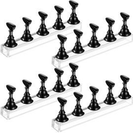 4 juegos de soporte de acrílico para uñas de uñas, soporte magnético para práctica de uñas, soporte para uñas postizas (negro)