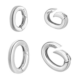 PH PandaHall 4Pcs 925 Sterling Silver Spring Gate Rings 2 Sizes Oval Spring Clasp Metal Spring Gate Rings Necklace Enhancer Shortener Clasp Jewelry Connectors for Bracelet Key Rings