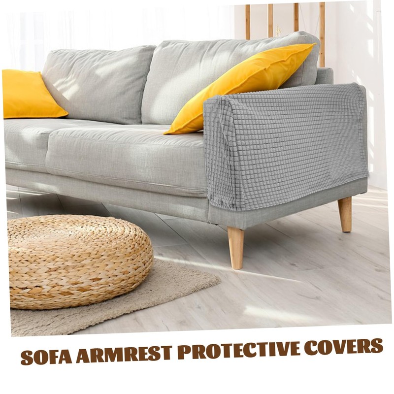 MAGICLULU 2Pcs Elastic Sofa Armrest Covers Light Grey Protective Towels