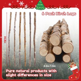Yousoontic 6 Pcs Birch Pole Assortment 3ft Natural Wood Sticks Twigs for Crafts Branches for Home Decoration Holiday DIY Supply for Creative Projects