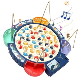 Magnetic Fishing Game, Fishing Toy from 2 3 4 Years Children Boys Girls 4 Children's Fishing Rods & 45 Fish, Children's Toy Motor Skills Toy with Music Board Game Magnetic Game Christmas Gift for