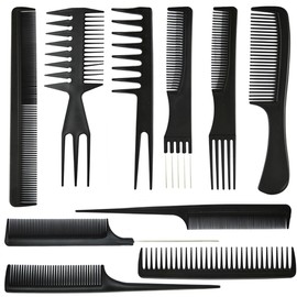 10Pcs Hairdressing Comb Set Hair Styling Kit Professional Barber Gift Black Colour Set Portable Set Hair Care for Men & Women