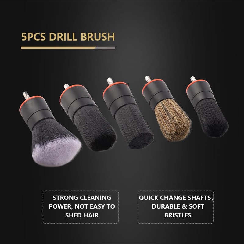 SPTA 5Pcs Car Detail Drill Brush Attachment Head Set for