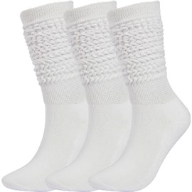 BomKinta Slouch Socks for Women Long Knee High Slouchy Socks Soft Scrunch Boot Socks Size 5-11 3 Pair Pack White White White