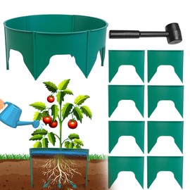24 Pieces Planting Grow Rings, Interlocking Garden Ring Plant Rings for Outdoor Plants, Diameter Range 8.2-15.7 Inches, Green Adjustable Planting Ring for Garden Edging and Soil Moisture Retention