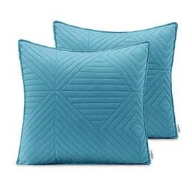 AmeliaHome Softa 2 Cushion Covers 45 x 45 cm Blue Grey Cushion Covers Set Ultrasonic Quilting Polyester