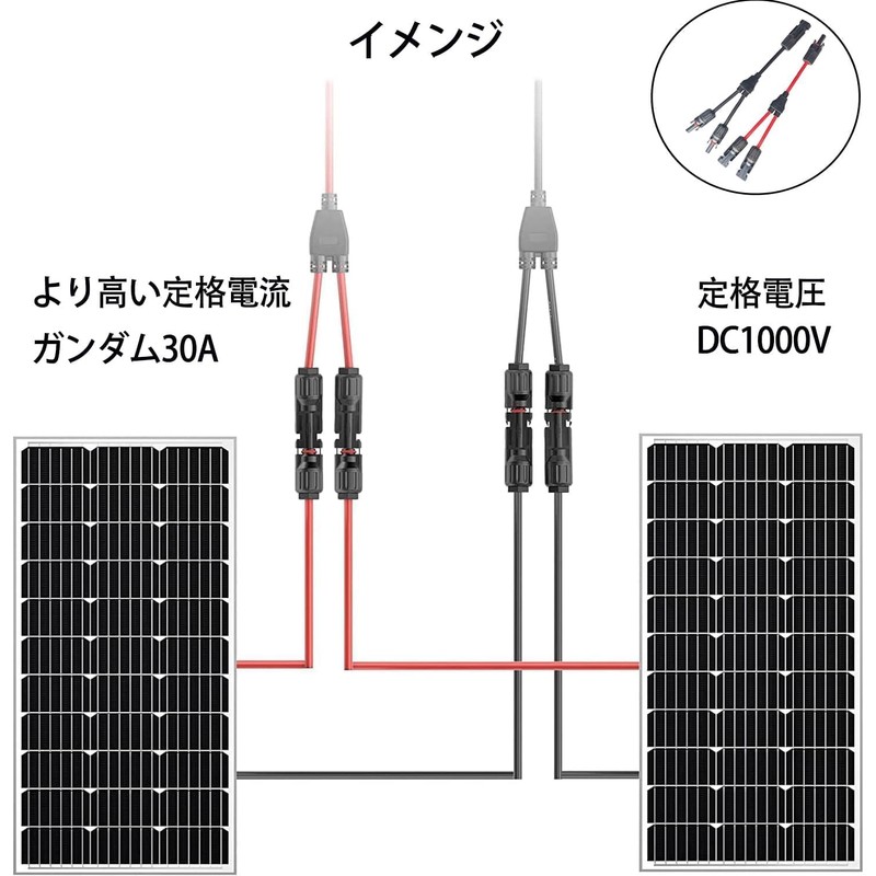 [BOEN] 2pcs Y Type Parallel MC4 Connector MMF+FFM Branch Solar