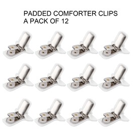 12pcs Padded Comforter Clips, Drapery Padded Comforter Clips, Prevents Comforters Moving Blanket Fasteners Clips for Bed, White Padded Clips Blanket Fasteners to Secure Sheet