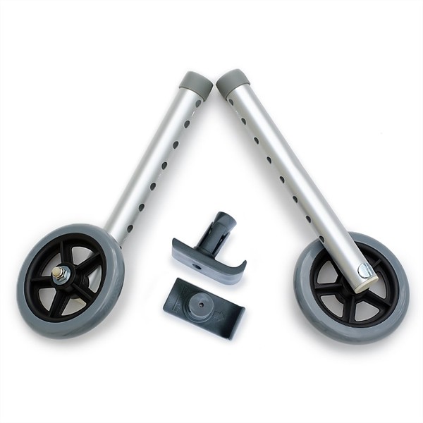 Deluxe Universal Walker Wheel Kit: 5 Inch Sport Wheels and Free Flexfit Ski Glides ($10 Value)
