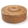 Rattan Basket With Lid, Lidded Wicker Storage Basket for Organizing,
