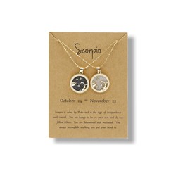 COLORFUL BLING 2 Pcs Zodiac Coin Necklace 12 Constellation Bright Day and Black Night 14K Gold Plated Round Pendant Astrology Horoscope Necklace Gift for Women - Scorpio