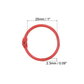 PATIKIL Loose Leaf Binder Rings 1 Inch, 15 Pack Metal Flash Card Book Binding Rings for Key Chain Index Card Scrapbooks, Red