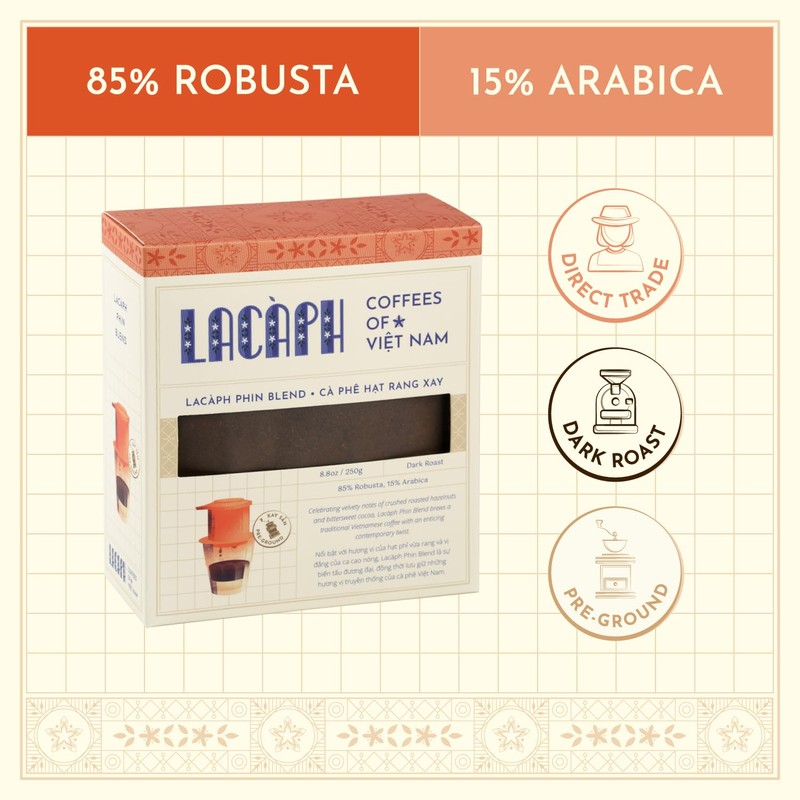 LACÀPH PHIN BLEND - Vietnamese Coffee with 85% Robusta 15%