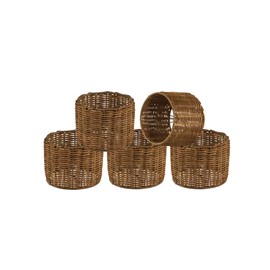 Aspen Creative 50503-5 Drum, Rattan Clip-On Lamp Shade, 5" Top x 5" Bottom x 4" Height, Natural, 5 Pack
