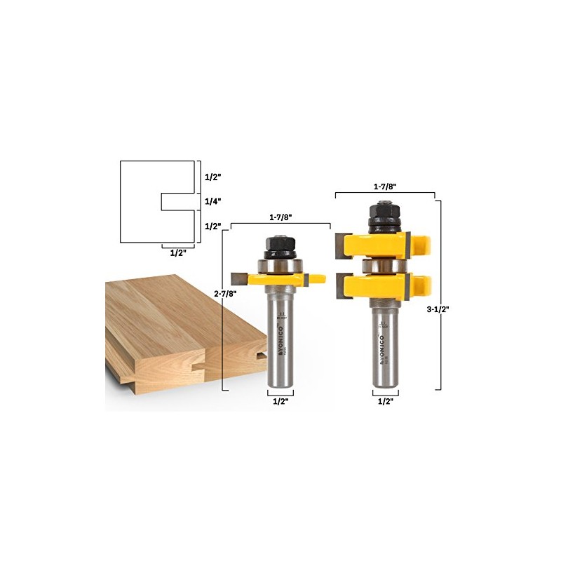 YONICO Router Bits Tongue & Groove Set 1-1/4-Inch 2 Bit
