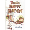 Uncle Birthday Card, 9x6 inches, Deck chair & Hamper Design,