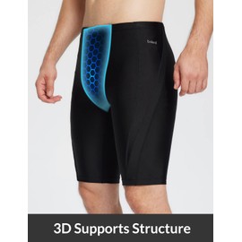 BALEAF Jammer Men's Swimming Trunks Swimming Trunks Tight Jammer Swimming Trunks Long Swimming Trunks for Men Knee-Length Swimming Trunks, blue