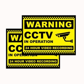 24 Hours Video Recording Sign Stickers CCTV Video Surveillance Sticker Alarm Sign Decal - Warning Security Cameras in USE, Indoor & Outdoor Use, Waterproof - 2 Pack