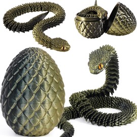 Joycabin 3D Printed Animals, 3D Printed Snake Fidget Toy, Easter 3D Printed Dragon Egg Snake Eggs, Fidget Mini Animals Toy Articular Mobility Toys for Adults and Kids Autism/ADHD (Black Copper)
