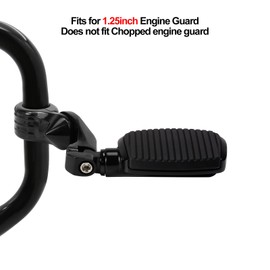 Short Angled Highway Pegs and Small Footboard Mount Kit Compatible with Harley Touring Street Glide Electra Glide Dyna Softail Models with 1.25 inch Engine Guard (Black)