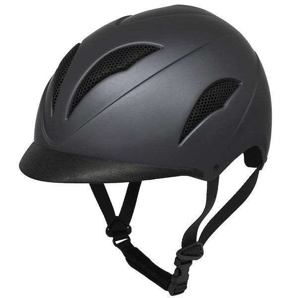 Klaus OLIVER (Matte Black) Riding Helmet, Dial Type Size Adjustment, 21.7 - 22.8 inches (55 - 58 cm), Inner Machine Washable, Unisex, KLV1, Black (M)