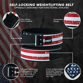 Mexstrength Self-Locking Neoprene Weight Lifting Belt - Premium Weightlifting Belt for Serious Functional Fitness and Olympic Lifting Athletes - Lifting Support for Men and Women - Deadlift Training Belt (USA Flag, XX-Large)