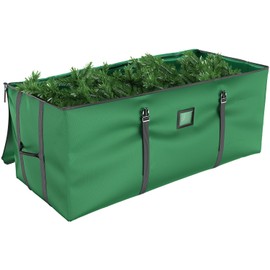 Mrrihand Christmas Tree Storage Bag, Large Artificial Christmas Tree, 9 Ft Anti-Tear Heavy-Duty 600D Oxford Cloth Christmas Tree Storage Box with Handles, Christmas Tree Storage Container (Green, 9Ft)