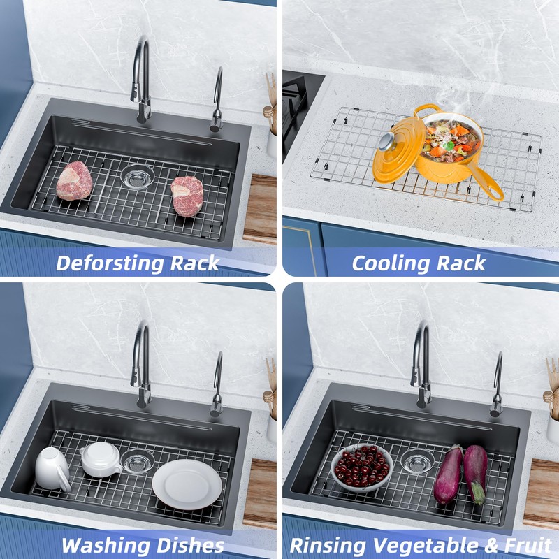 Large Sink Rack 28.4" X 14.3",Metal Sink Protector for Kitchen