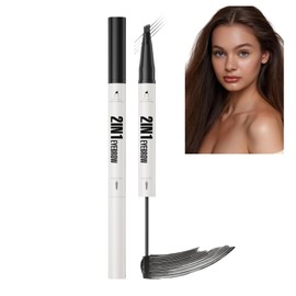 Eyebrow Pencil with Eyebrow Gel,2-In-1 Eyeb/row Pen and Brow Brush,Black Eyeb/row Pencil,Waterproof Eyebro/w Pen/cil,Eyebr/ow Filler,Long Lasting Brow P/en,Eyebr/ow Pe/n for Beginners(Black)
