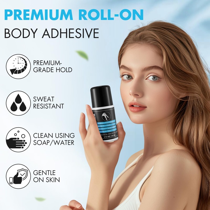 HappyAlley 1 Pcs Metal Roll On Body Glue for Skin