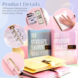 YAKUNCL 100 Envelopes Money Saving Challenge, Money Saving Budget Binder with Cash Envelope, Budget Saving Challenge with Combination Lock, Savings Challenge, Save $5,050 Easily (Blue)