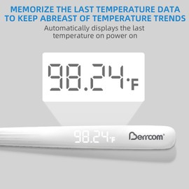 Berrcom Rechargeable Digital Thermometer for Adults & Kids, Medical-Grade Accurate Fast Reading for Oral & Underarm Use with LED Display & Fever Alert