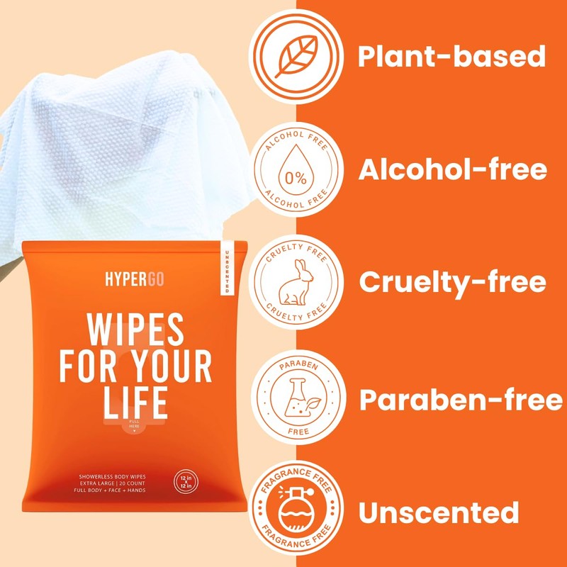 HyperGo XL Body Wipes for Women & Men – 12"